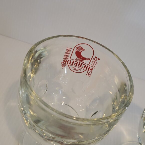 Vintage MICHELOB Draught Beer Goblets Thumbprint Glass 6 in Cornucopia Set of 2 - Picture 8 of 13
